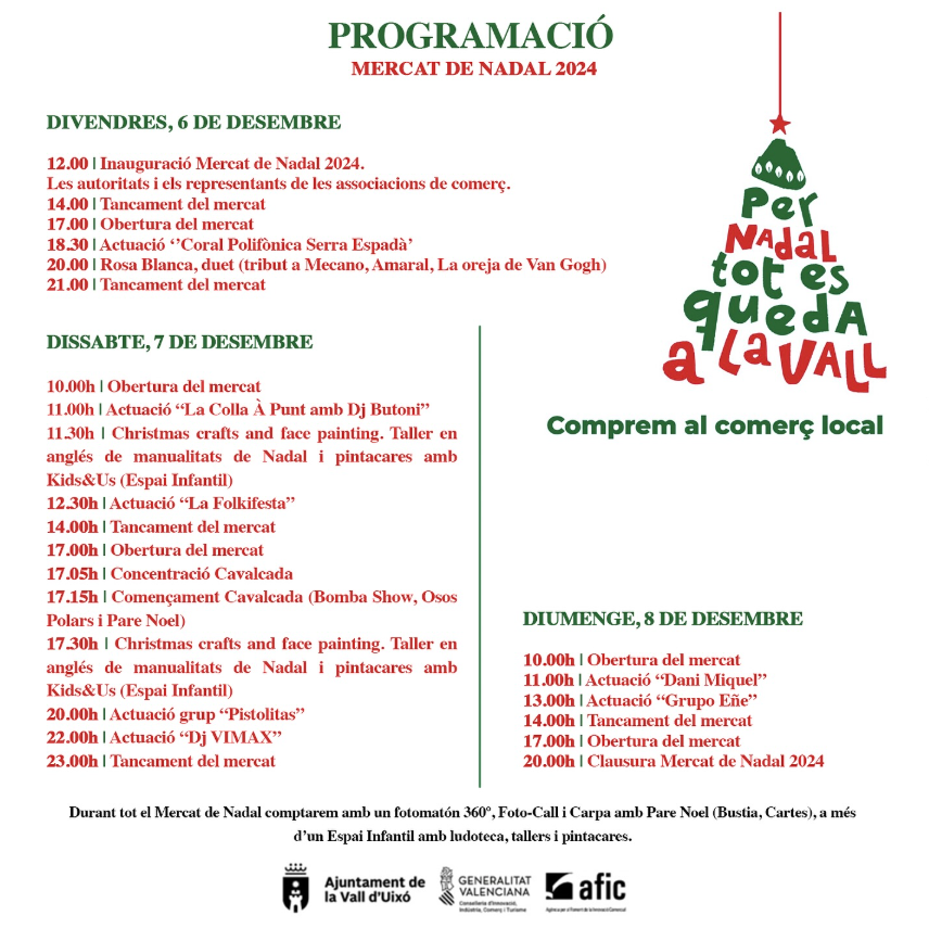 mercat nadal la vall duixo 2024 programa